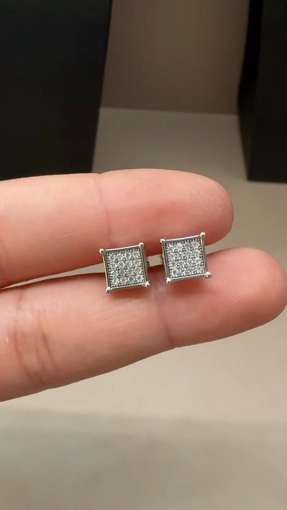 Orecchini a Perno Quadrati Iced Out in Moissanite Rame Gioielli Hip Hop Per Uomini Donne