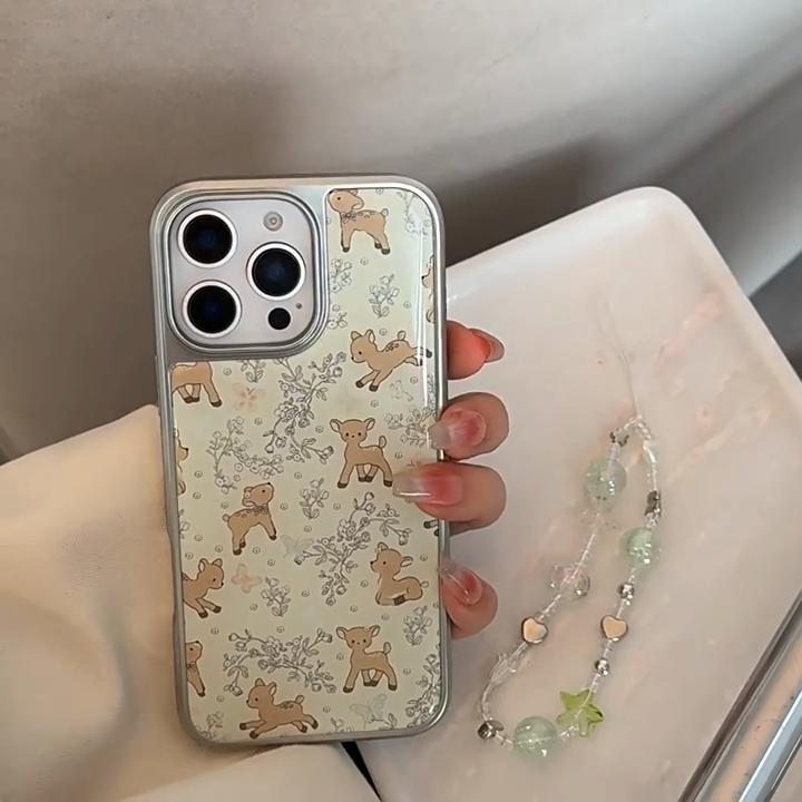 Cartoon deer phone case suitable for iPhone 14, iPhone 15, and iPhone 16 Pro Max
