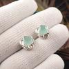 Aqua Chalcedon Edelstein Ohrringe 925 Sterling Silber Handgefertigter Schmuck Boho Stecker EE-159-15