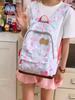 Süßer Hello Kitty Cartoon Rucksack für die Schule Mit Nylon-Aufbewahrung und Herz-Details Für Teenager und Mädchen