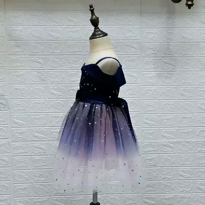 Jente off Shoulder Tyllkjole Paljett Blomst Tutu Fest Glitrende Prinsessekjole 3-10 år