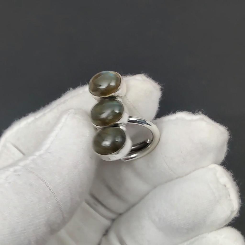 Natural Labradorite Adjustable 925 Sterling Silver Ring - Fits US Sizes 6 To 10 - Handmade Boho Jewelry for Women & Men, Valentine Gifts