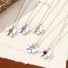 Bowknot Heart Crystal Necklace 925 Sterling Silver Dainty Pendant Trendy Jewelry Gift for Women Daily Wear Elegant Charm Necklace for Girlfriend