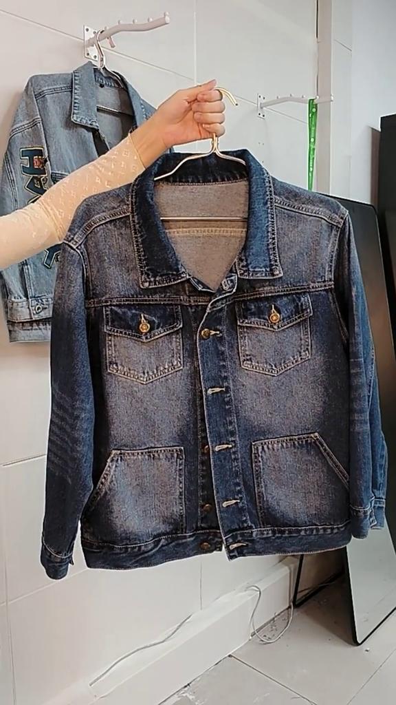 Primavera e outono vintage denim jaqueta feminina cintura alta comprimento médio solto plus size topos