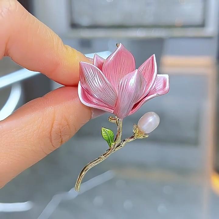 Fashion Gold Tone Flower Brooch Pin Pearl Brooches Enamel Jewelry Wedding Party Gifts