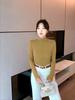 Half High Neck Double-sided German Velvet Base Shirt for Women , with Solid Color and Thick Velvet Inside, Warm Long Sleeved Top