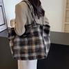 Woolen Plaid Big Bag Women's Portable Tote Bag Commuter Shoulder Bag