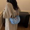 Denim Moon Bag with Colorful Strap Women's Crossbody Bag Fashionable Shoulder Bag Casual Daily Use Design