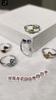Women's S925 Sterling Silver Droplet Natural Crystal Adjustable Open Ring Garnet Topaz Jewelry