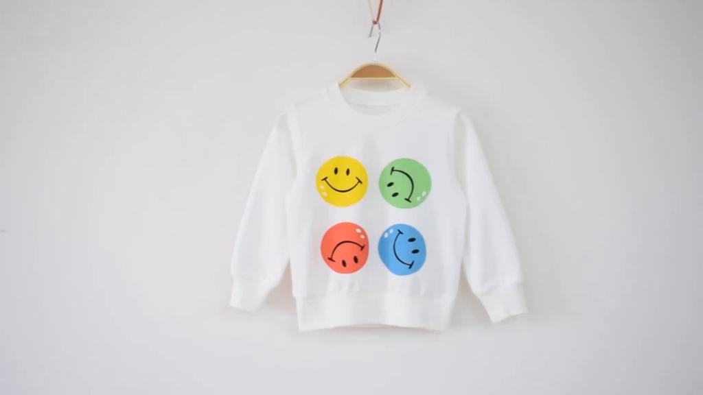 Spring Girls' Sweater Cute Smiley Face Pattern Casual Children Top
