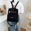 Lightweight Nylon Convertible Backpack with Front Flap Pocket Contrast Trim Dual Zipper Casual Daypack for Women Daily Travel