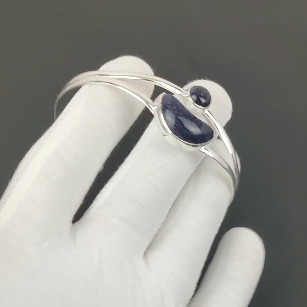 Blue Sunstone Gemstone Handmade Cuff Bangle 925 Sterling Silver Cuff Bangle, Blue Sunstone Bracelet For Wife , Unisex Bangle, Birthday Gift