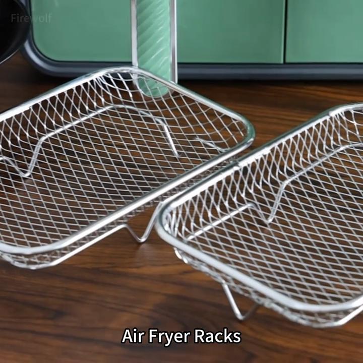 Edelstahl-Luftfritteusen-Rack, 3-stufiger Dörrkorb, ofenfester Kochrost, spülmaschinenfest, runder Grillrost, langlebiges, leicht zu reinigendes Zubehör