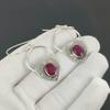 Dainty Kashmir Ruby Gemstone Heart Shape Earrings, 925 Sterling Silver Earring, Handmade Boho Silver Jewelry Dangle Earrings, Wadding Gift
