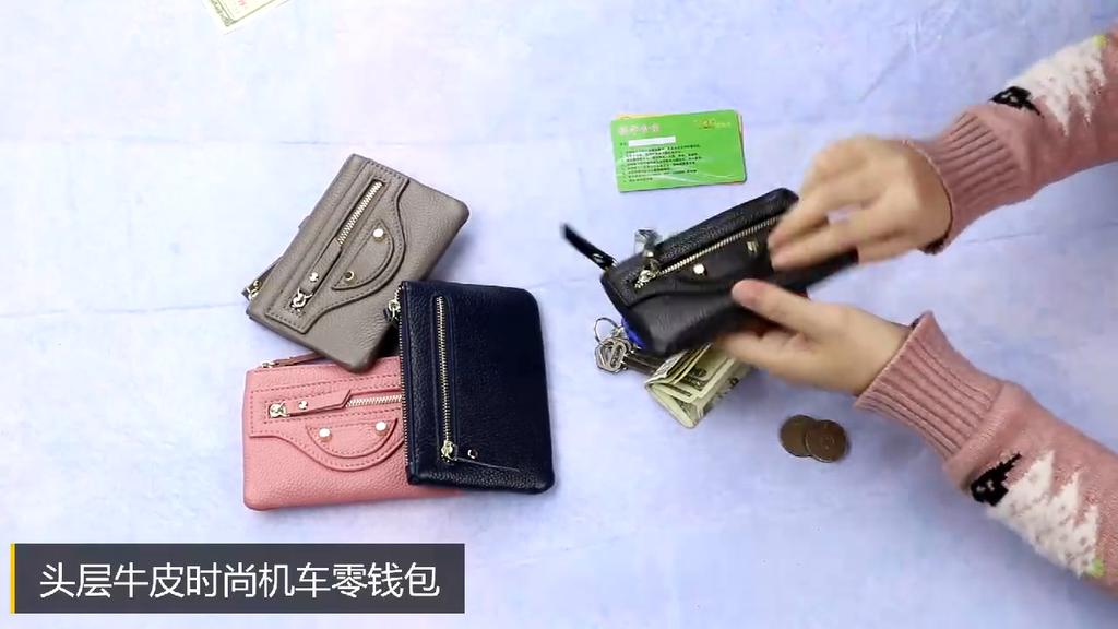 2024 Rivets Coin Purses Women Genuine Leather Mini Wallet First Layer of Cowhide Purse With Keychain Studs Motorcycle Wallets