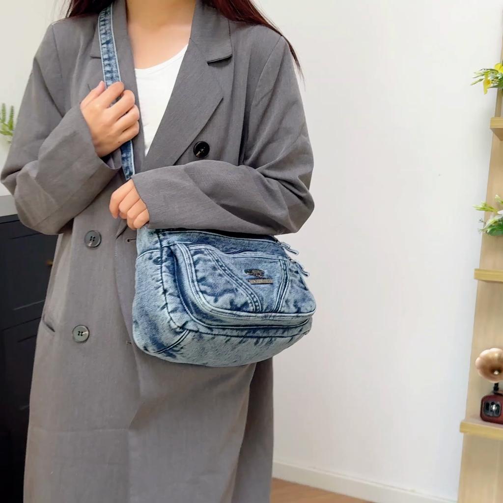 Women's Denim Bag Small Square Bag Crossbody Bag Large Capacity Shoulder Bag Middle-aged Mother's Bag
