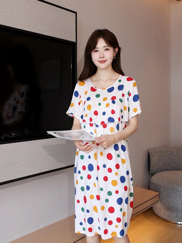 Plus Size Elegant Dresses for Women Vintage Long Dress Summer Casual Middle-aged Women's Clothing