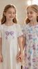 Girls 2-Pack Bow Print Nightgowns, White Short Sleeve Sleep Dresses for 8-12Y, Cute Loungewear
