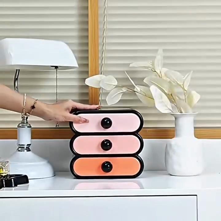 Desktop Storage Box Organizer Drawer Stackable Large Capacity Sundry Container Jewelry Case Cosmetic Makeups Dressing Home Desktop Organization