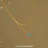 Mihmily brand-blue teardrop glitter double-layer necklace, simple and fashionable personality
