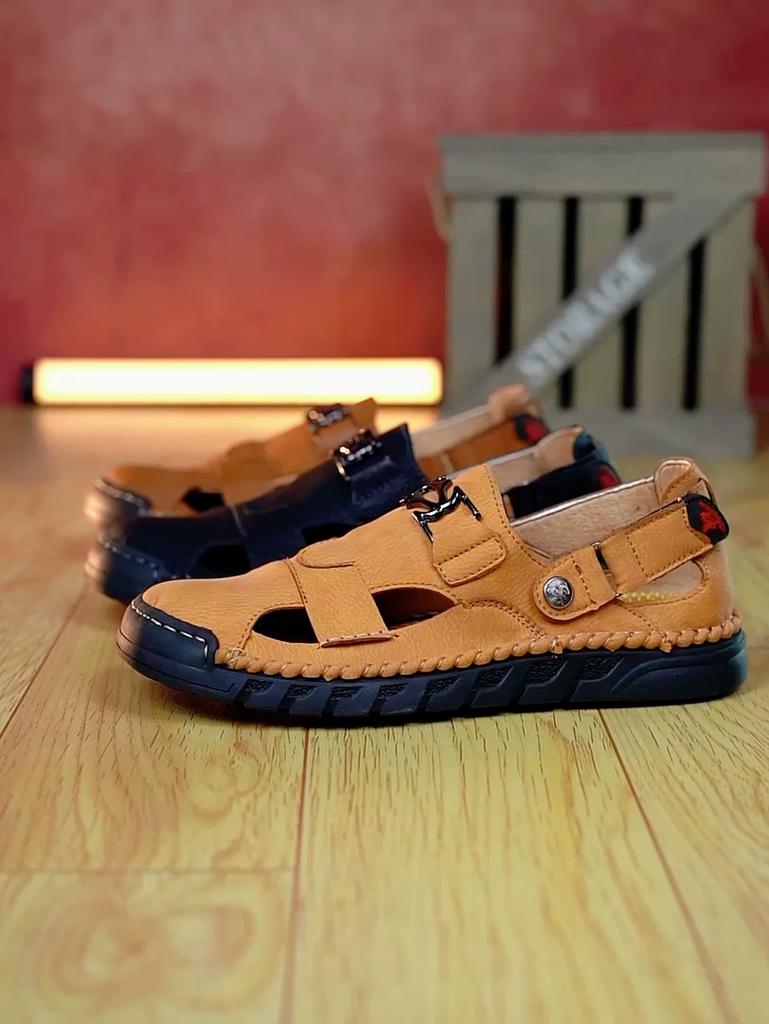 Summer Men's Leather Sandals Outdoor Slippers Classic Roman Sandals Sneaker Beach Rubber Flip Flops Men's Water Trekking Sandals