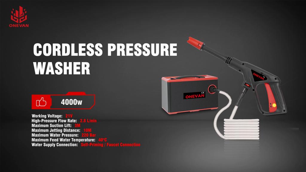 ONEVAN 220Bar Elektrisk Høytrykksspyler 2i1 Trådløs Bilvasker Sprøytepistol Hagerengjøringsverktøy For Makita 18V Batteripin