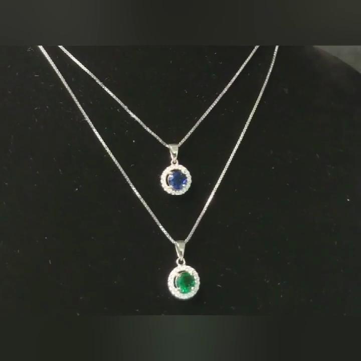 925 Sterling Silver Nano Emerald Vintage Round Green Pendant White Zircon Fashion Jewelry Necklaces