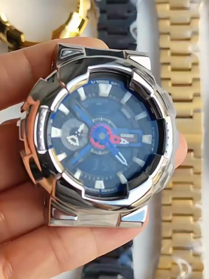 Stainless Steel Mod Kit For Casio G-SHOCK GA-110 GA-110GB GA-100 GA-120 Series Modified Black Warrior Metal Bezel Case Strap