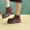 Johnature Genuine Leather Thick Soled Ankle Boots Retro Back Zipper Cowhide Commuting Women's Platform Shoes