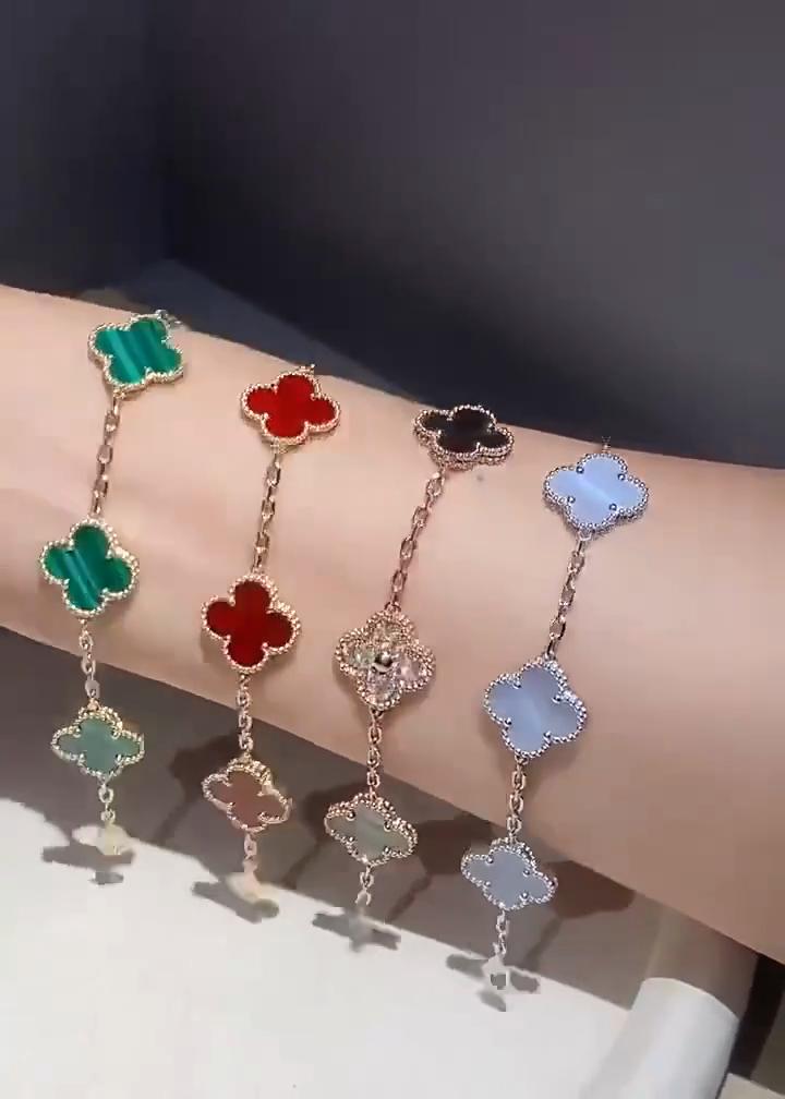 15mm Colorfast Four-Leaf Clover Titanium Steel Five-Flower Bracelet for Women - Fashionable High-End Bangle