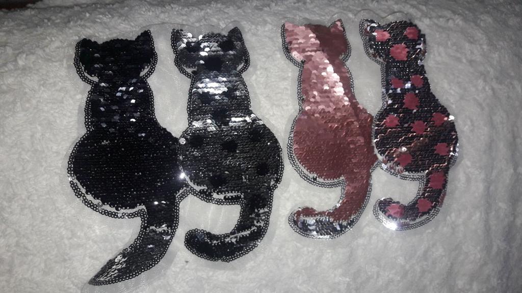 20x18cm Cute Cat Reversible Change Color Sequins Sew on Clothes DIY Patches 20x18cm Cute Cat Reversible Change Color Sequins Sew on Clothes DIY Patches