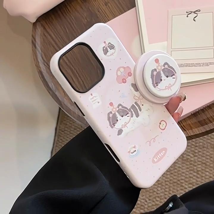 Cartoon Cute Kitten Magnetic Bracket Phone Case