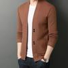 2023 Spring and Autumn Men's Fashion Business Leisure V-neck Long Sleeve Sweater Coat Loose Versatile Solid Color Top