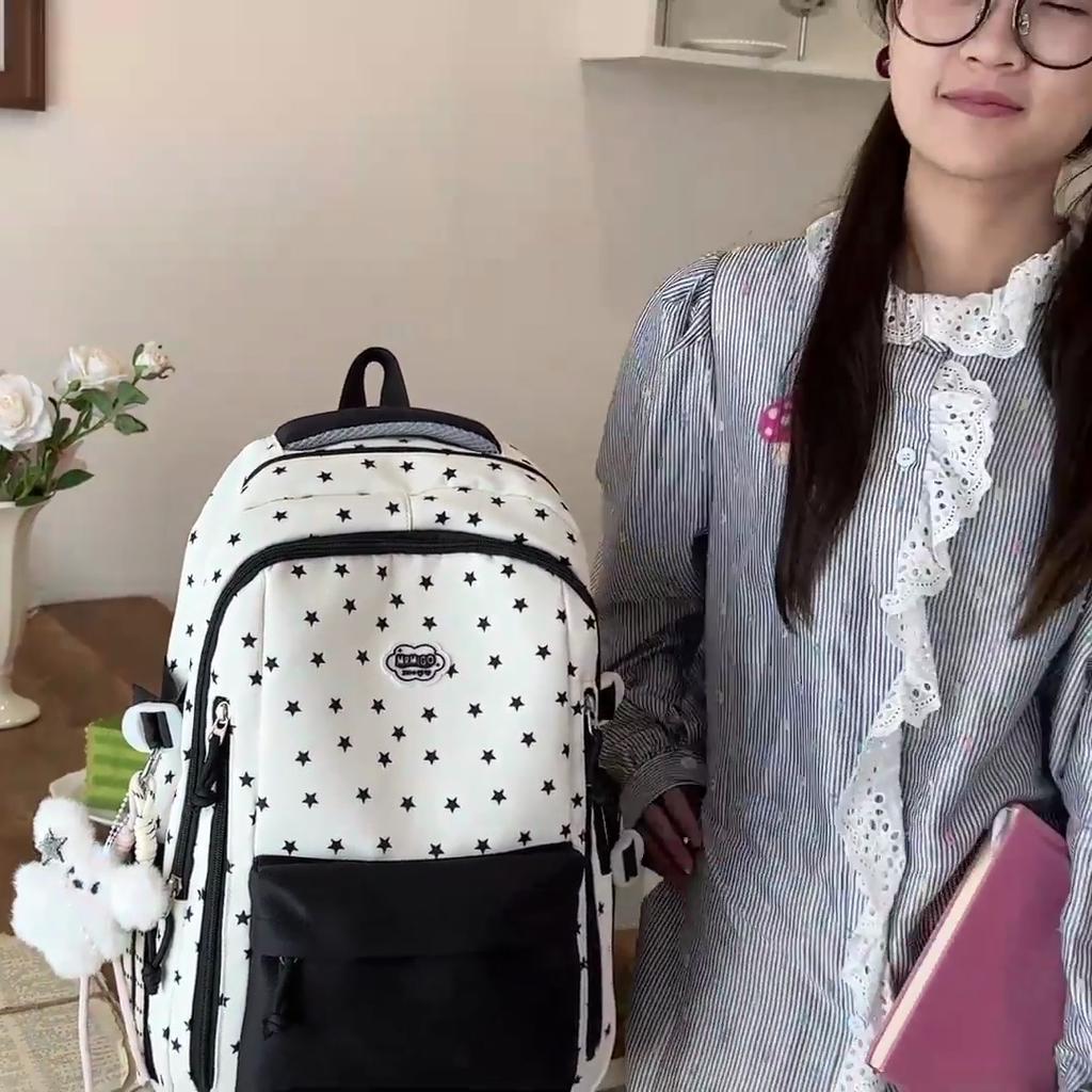 Color Block Women's Backpack Student's Lightweight Commuter Schoolbag