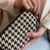 Women Houndstooth Wristlet Wallet Large Capacity Zipper Coin Purse Fashion Clutch Pouch Card Holder Phone Cosmetic Storage Bag