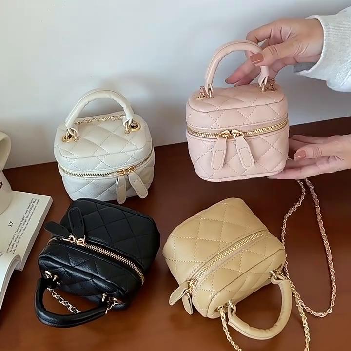 Mini dygsniuotas grandinės deimantinis languotas moteriškas krepšys Madinga Mini dizainerio rankinė Aukštos kokybės PU moteriškas mažas krepšys