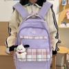 Women Plaid Backpack Color Block Student Schoolbag Large Capacity Travel Backpack for Girls