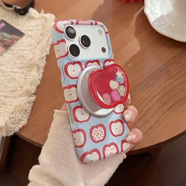 Creative Red Apple Magnetic Phone Case Compatible with iPhone 16, iPhone 17, and iPhone 17 Pro Max
