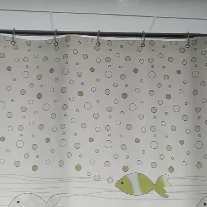 Duschvorhang aus Polyester mit kleinen Fischblasen, verdickt, wasserdicht, schimmelresistent, Badezimmer-Badewannenabtrennung, universeller Vorhang