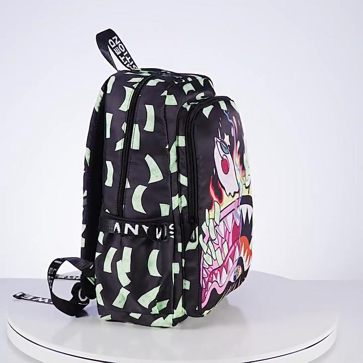 Kids Waterproof Nylon Backpack With Shark Print For Elementary School Use And Daily Carry
