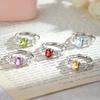 S925 Sterling Silver Natural Stone Ring for Women, Japanese Style Elegant Crystal Band, Adjustable Dainty Jewelry, Daily Wear & Gift for Girlfriend
