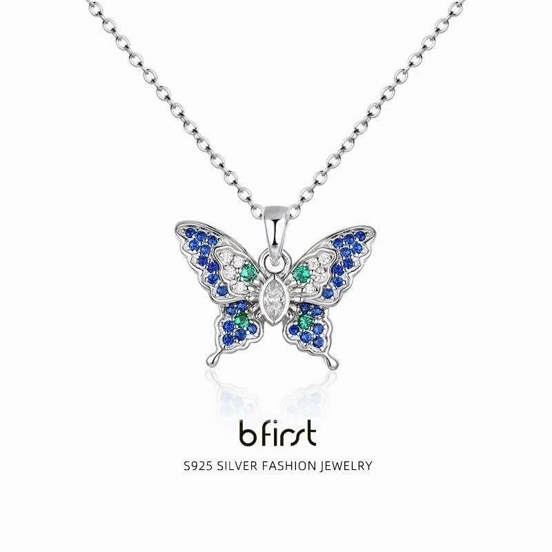 925 Sterling Silver Butterfly Necklace Femininity Clavicle Chain