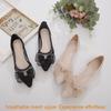 Female Loafers With Mesh Outer Fabric And Lace Bow For Casual Spring Wear