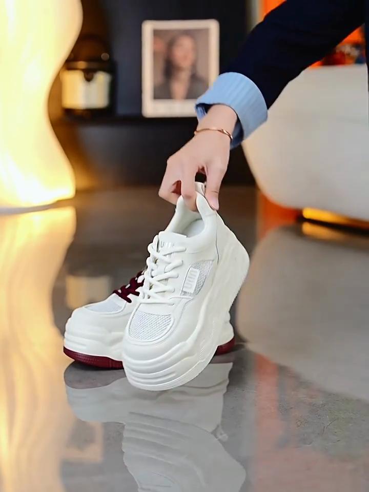 Summer Dad Shoes Women's Casual Shoes 8CM Thick Sole Height Increase White Shoes Breathable All-match Women's Shoes