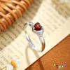 Heart Shaped Natural Crystal Ring S925 Sterling Silver Niche Open Ring Topaz Women Jewelry