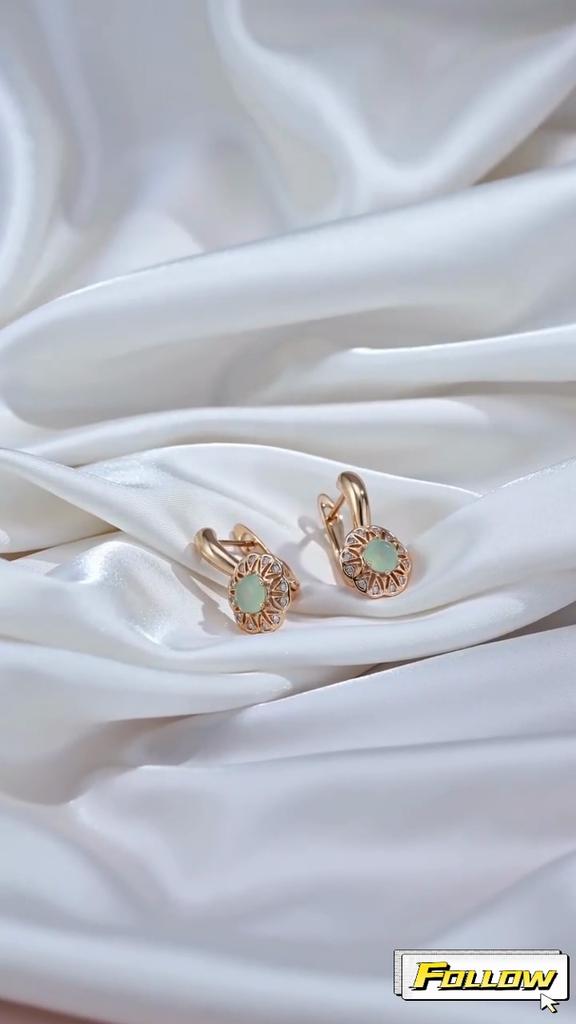 Kinel Lake Green Zirkon Tropfenohrringe für Frauen, klassischer Braut- und Hochzeitsschmuck