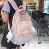 College Style Backpack Girls Color Block Book Bag Lightweight Large Capacity Schoolbag for Student