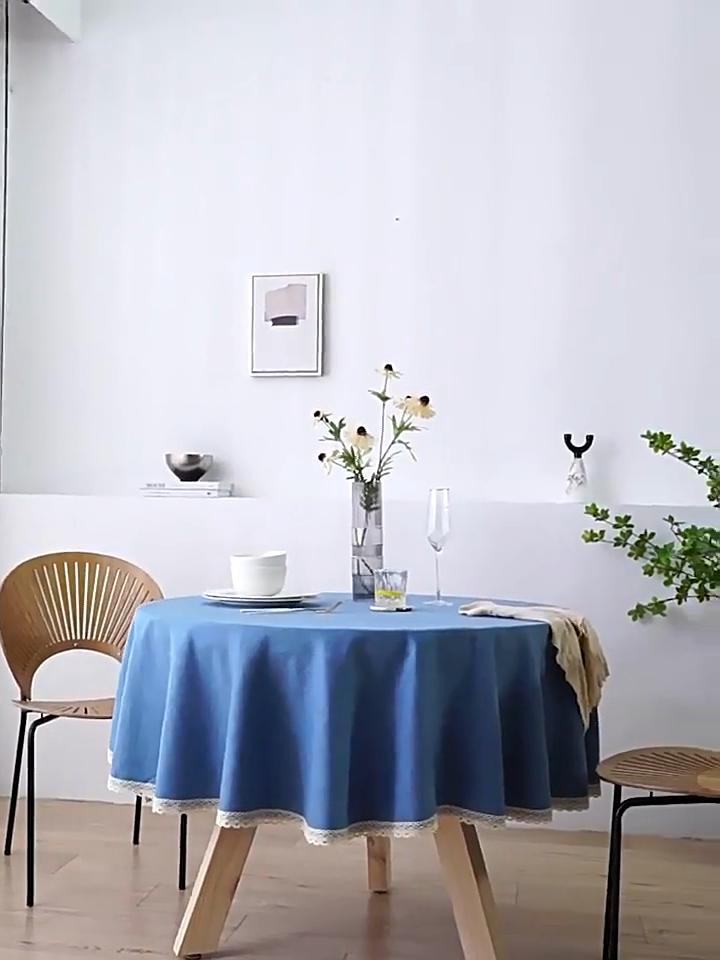 Cotton and Linen Round Table Cloth Waterproof and Oil-proof Hotel Ins Style Table Cloth Restaurant Dirt-resistant Table Cloth Decoration