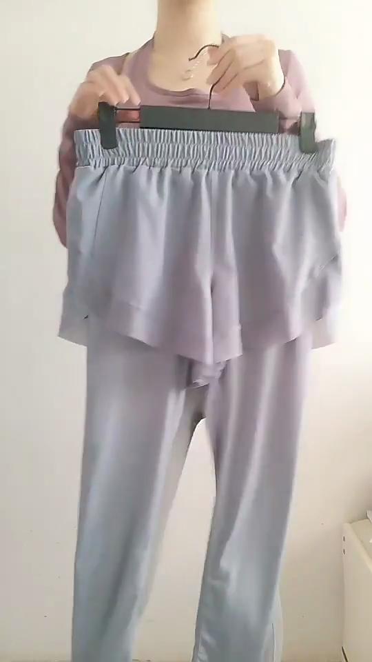 Leggings da corsa 2 in 1 da donna con ampia tasca elastica in vita, capris, yoga, corsa, motociclista, palestra, pantaloni sportivi