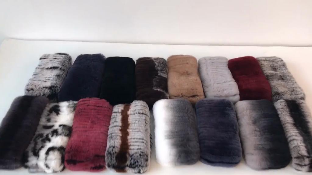 Hot Sale Winter Women Knitted Real Rex Rabbit Fur Scarf Natural Soft Rex Rabbit Fur Scarves Girls Warm Genuine Fur Headband